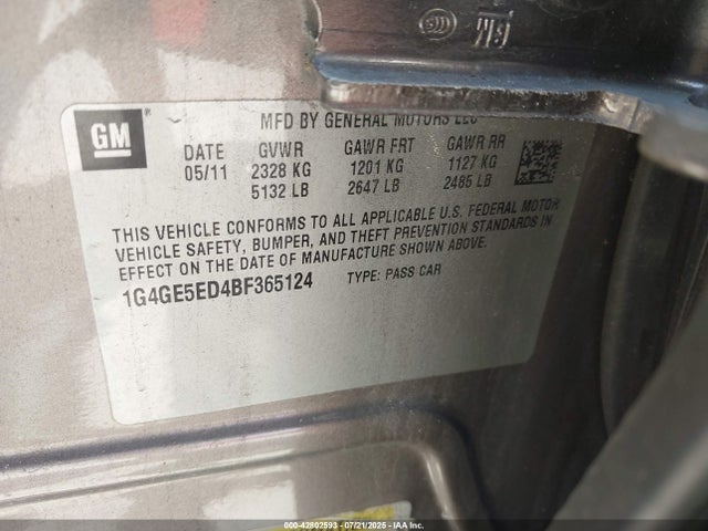 Продажа на аукционе авто 2011 Buick Lacrosse Cxs, vin: 1G4GE5ED4BF365124, номер лота: 42802593