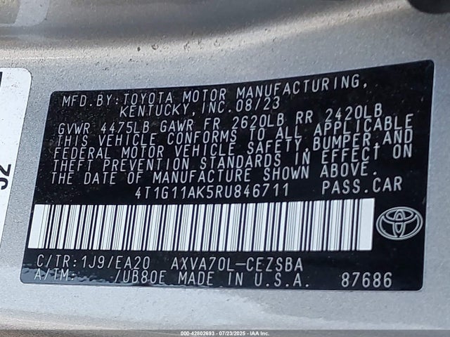 4T1G11AK5RU846711 Toyota a25a-fks