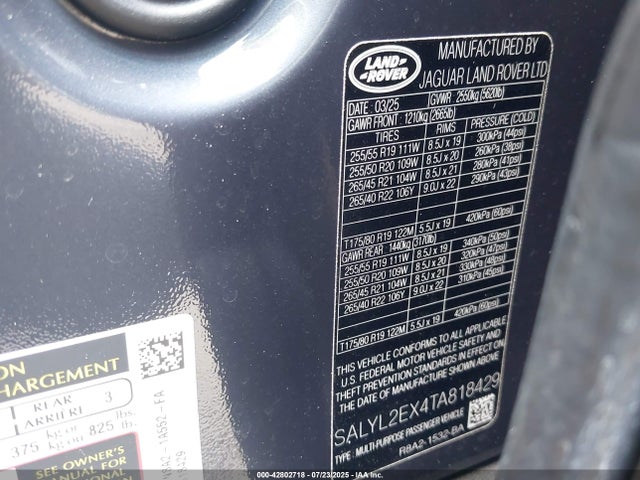 Land Rover aj20p 2026 SALYL2EX4TA818429 Image 9