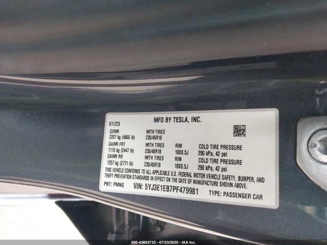 2023 TESLA MODEL 3 5YJ3E1EB7PF479981 Photo 8