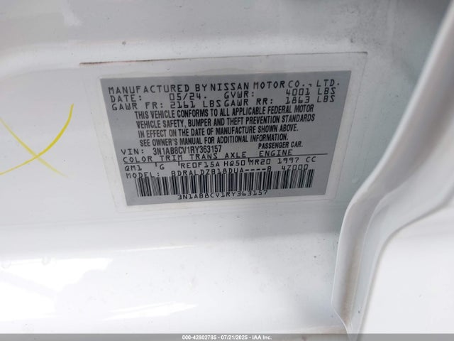3N1AB8CV1RY363157 Nissan Sentra