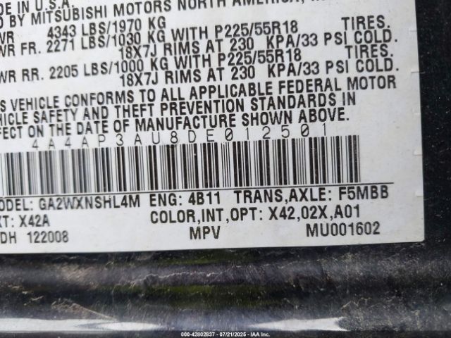 2013 MITSUBISHI OUTLANDER SPORT 4A4AP3AU8DE012501 Photo 8