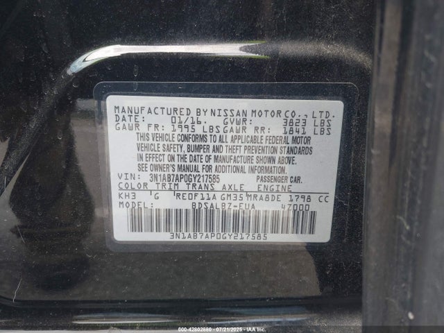 3N1AB7AP0GY217585 Nissan 2016