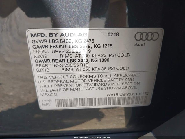 2018 AUDI Q5 WA1BNAFY6J2131172 Photo 8