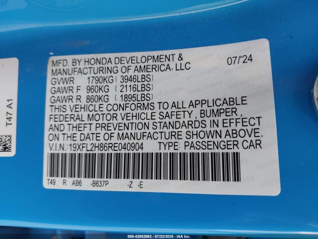19XFL2H86RE040904 Honda k20c2