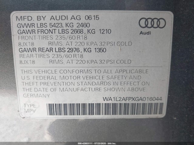 2016 AUDI Q5 WA1L2AFPXGA016044 Photo 8
