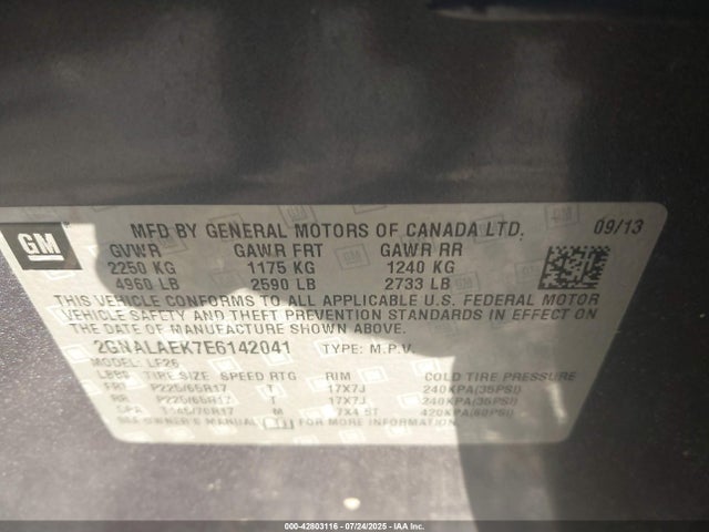 2GNALAEK7E6142041 Chevrolet lea - flex fuel (gas/alc), aluminum, high output