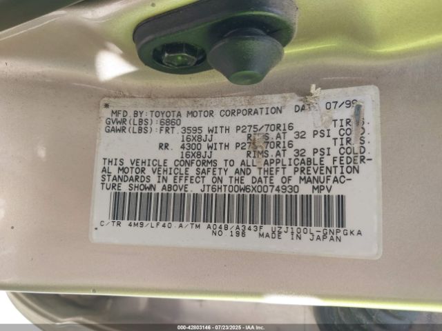 1999 LEXUS LX 470 JT6HT00W6X0074930 Photo 8