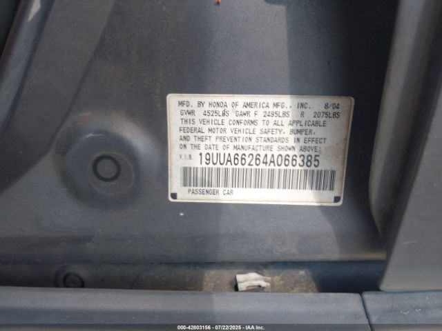 2004 ACURA TL 19UUA66264A066385 Photo 8