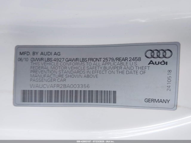 2011 AUDI S5 WAUCVAFR2BA003356 Photo 8