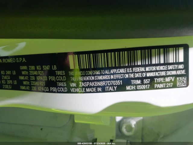 2024 ALFA ROMEO STELVIO ZASPAKBN8R7D70351 Photo 8