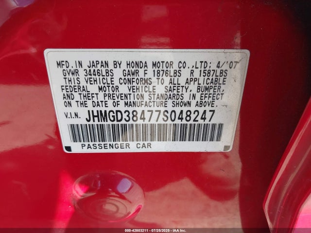 Продажа на аукционе авто 2007 Honda Fit, vin: JHMGD38477S048247, номер лота: 42803211