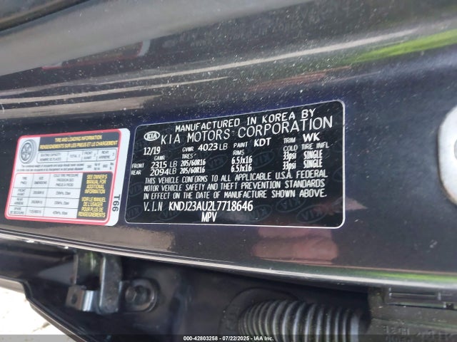 KIA mpi nu 2020 KNDJ23AU2L7718646 Image 9