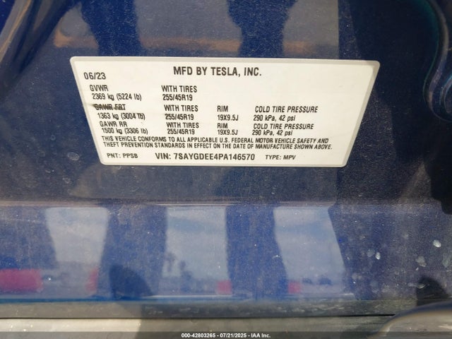 2023 TESLA MODEL Y 7SAYGDEE4PA146570 Photo 8