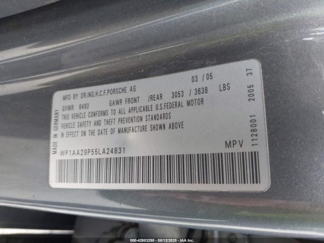 2005 PORSCHE CAYENNE WP1AA29P55LA24831 Photo 8