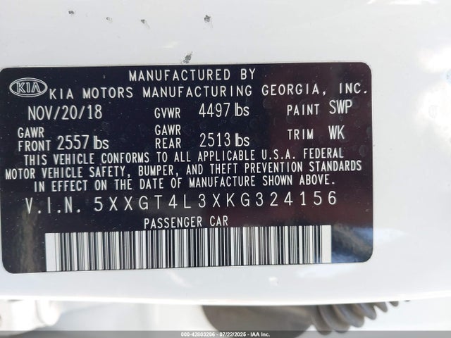 5XXGT4L3XKG324156 KIA gdi
