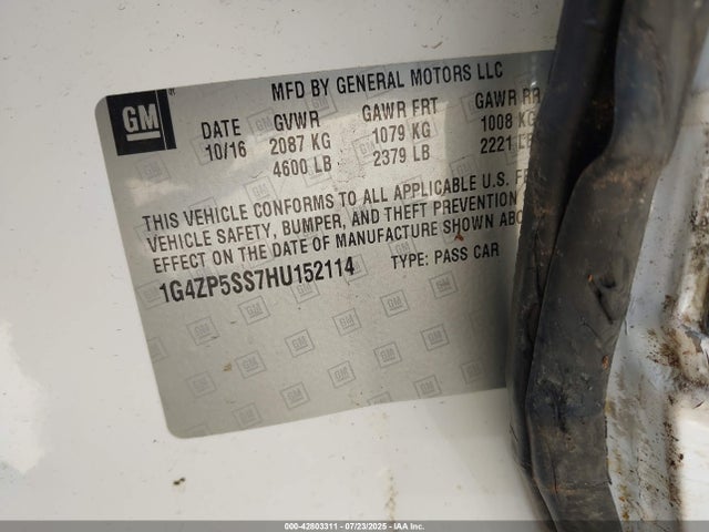 1G4ZP5SS7HU152114 Buick lgx -di: direct injection - vvt: variable valve timing - alum - gen 2