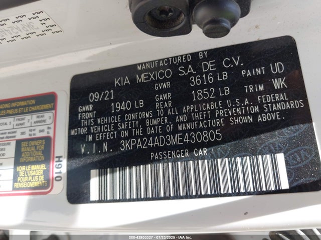 3KPA24AD3ME430805 KIA gamma ii