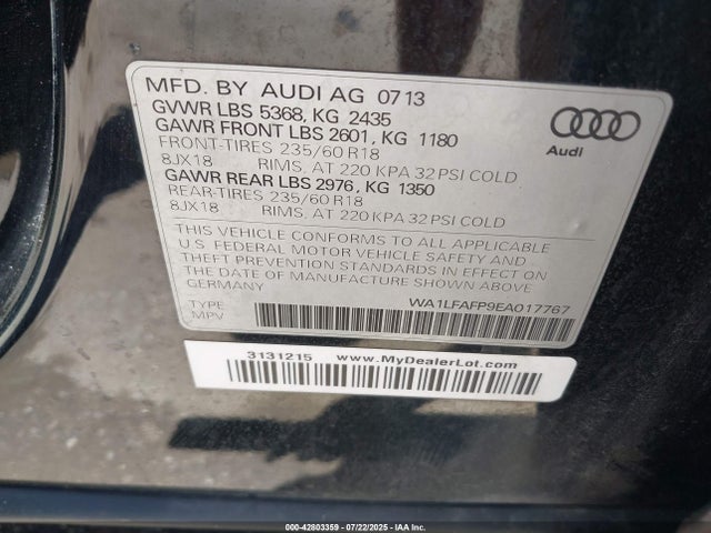 2014 AUDI Q5 WA1LFAFP9EA017767 Photo 8