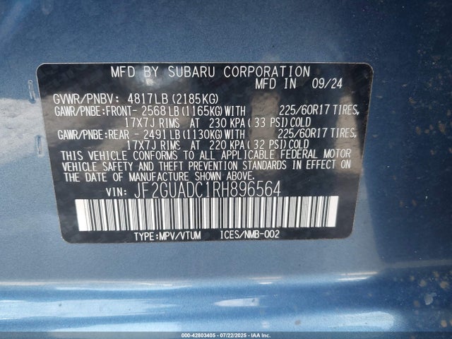 Subaru na 2024 JF2GUADC1RH896564 Image 9