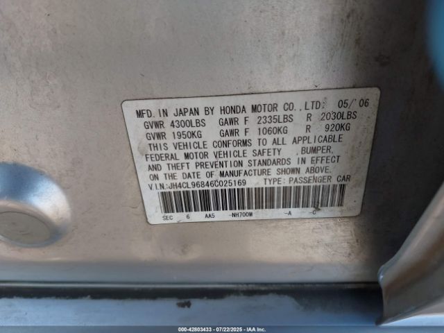 2006 ACURA TSX JH4CL96846C025169 Photo 8