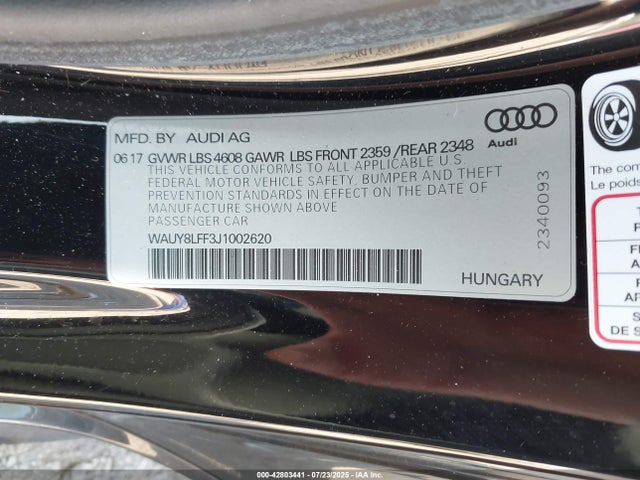 2018 AUDI A3 WAUY8LFF3J1002620 Photo 8