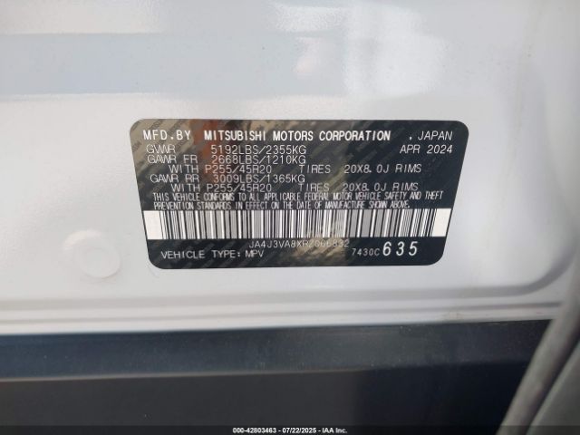 2024 MITSUBISHI OUTLANDER JA4J3VA8XRZ066832 Photo 8