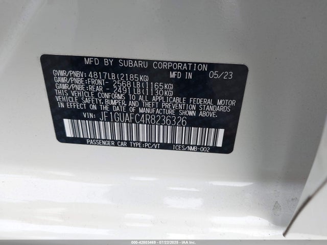 JF1GUAFC4R8236326 Subaru na