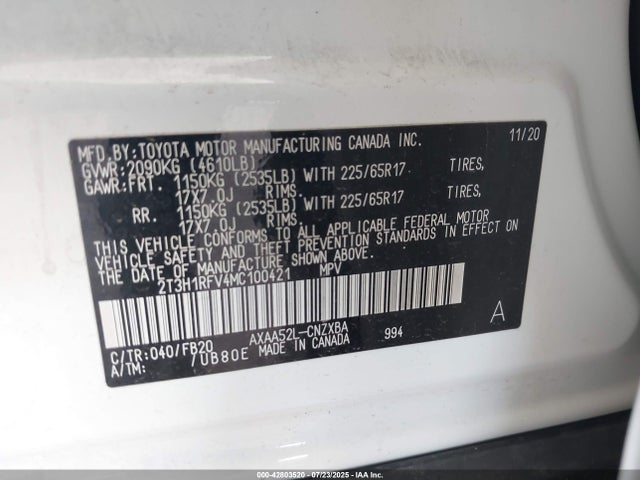 Toyota a25a-fks 2021 2T3H1RFV4MC100421 Image 9
