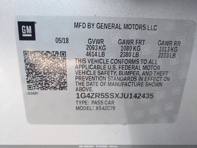 1G4ZR5SSXJU142435 Buick lgx - direct injection, variable valve timing, alum, gen 2