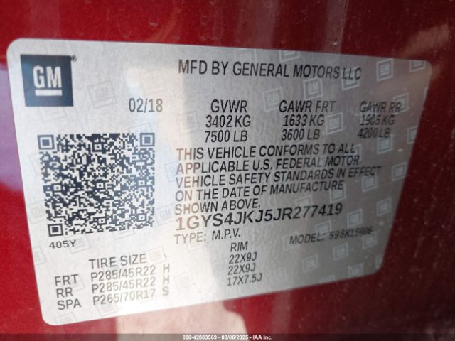 2018 CADILLAC ESCALADE ESV 1GYS4JKJ5JR277419 Photo 8