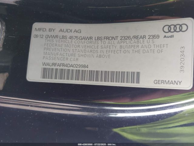 2013 AUDI A5 WAURFAFR4DA029984 Photo 8