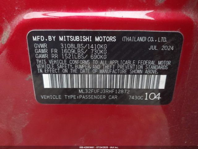 2024 MITSUBISHI MIRAGE G4 ML32FUFJ3RHF12872 Photo 8
