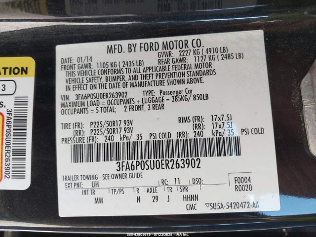 Ford 2014 2014 3FA6P0SU0ER263902 Image 9