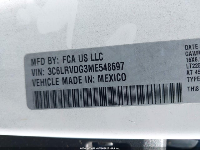 Aukcja sprzedaży 2021 Ram Promaster 2500 High Roof 159 Wb, vin: 3C6LRVDG3ME548697, numer aukcji: 42803686