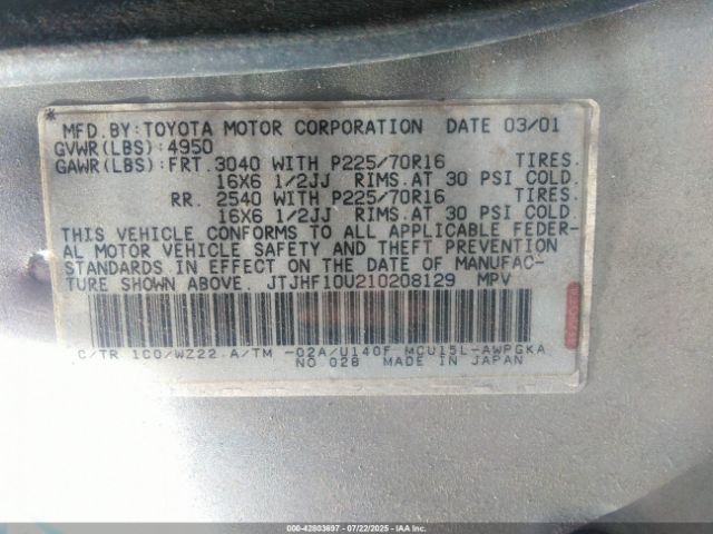 2001 LEXUS RX 300 JTJHF10U210208129 Photo 8
