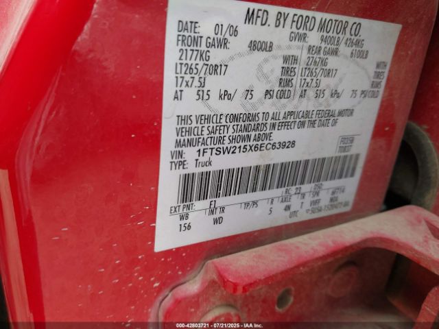 2006 FORD F-250 1FTSW215X6EC63928 Photo 8