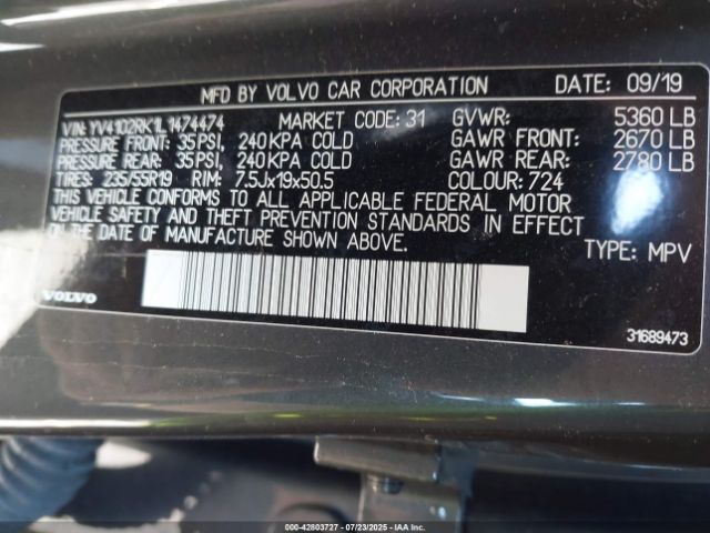 2020 VOLVO XC60 YV4102RK1L1474474 Photo 8