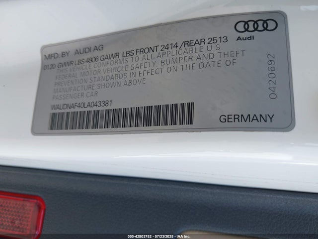 2020 AUDI A4 WAUDNAF40LA043381 Photo 8