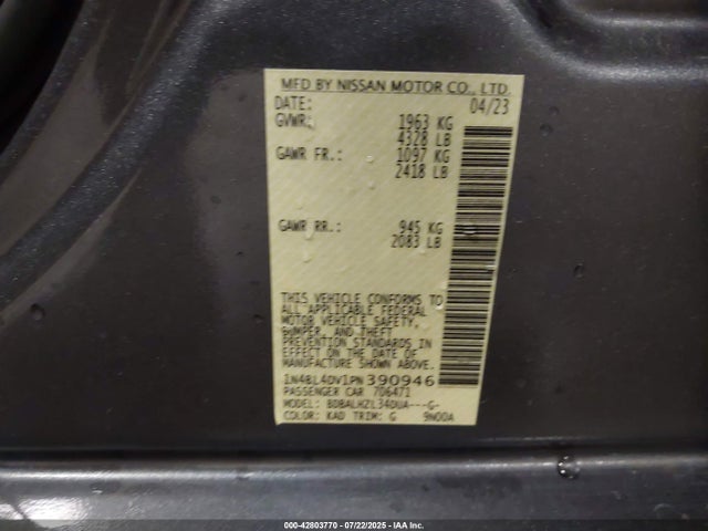 Nissan 2023 2023 1N4BL4DV1PN390946 Image 9