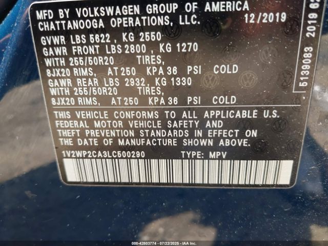 2020 VOLKSWAGEN ATLAS 1V2WP2CA3LC500290 Photo 8