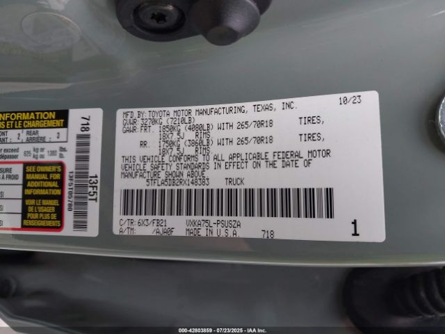 2024 TOYOTA TUNDRA 5TFLA5DB2RX148383 Photo 8