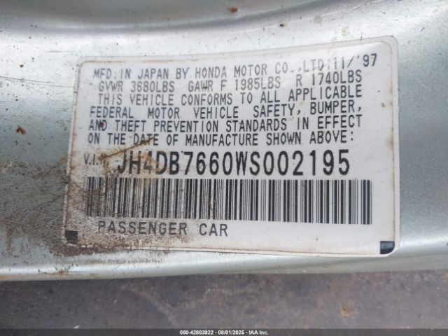 1998 ACURA INTEGRA JH4DB7660WS002195 Photo 8