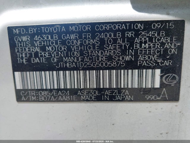 Lexus 8ar-fts 2016 JTHBA1D25G5005875 Image 9