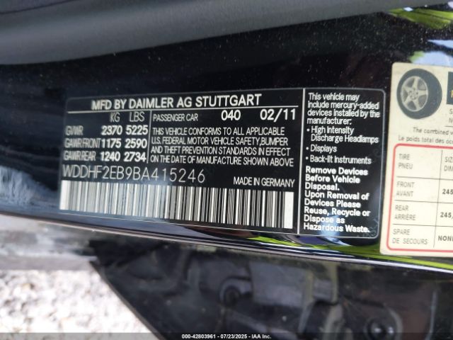 2011 MERCEDES-BENZ E 350 BLUETEC WDDHF2EB9BA415246 Photo 8