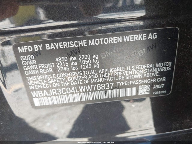 WBAJR3C04LWW78837 BMW 530I