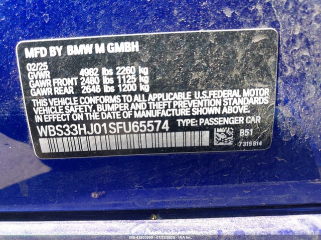 WBS33HJ01SFU65574 BMW M3