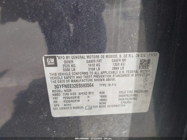 2014 CADILLAC SRX 3GYFNEE32ES583564 Photo 8