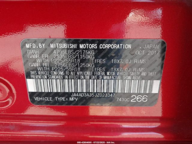 2018 MITSUBISHI OUTLANDER JA4AD3A35JZ023347 Photo 8