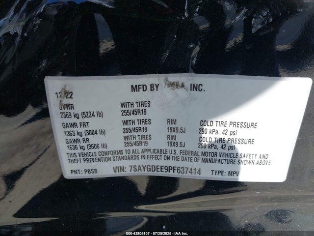 2023 TESLA MODEL Y 7SAYGDEE9PF637414 Photo 8